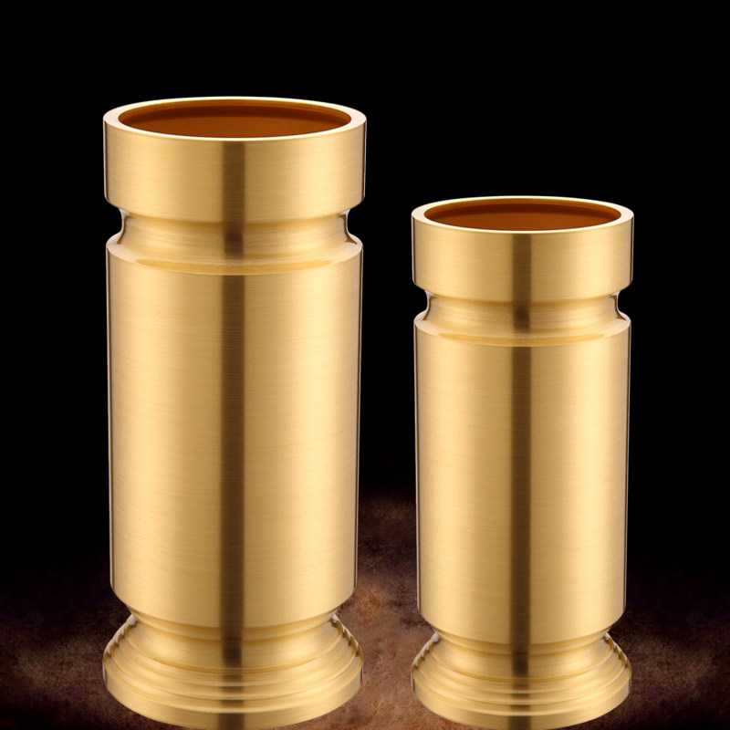 Qin Ge plain brushed pure copper incense tube with incense household long version large incense stick incense tube Buddha hall for Buddha supplies