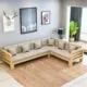 Trung Quốc sofa gỗ rắn sofa giường hiện đại vải góc chaise longue Sofa hình chữ L căn hộ nhỏ phòng khách đồ nội thất - Nội thất khách sạn