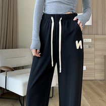Wide leg pants woman Summer thin section High waist pituality 2022 Spring autumn new small sub-ice silk casual straight drum pants