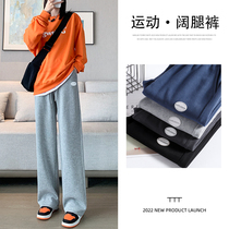 Sports Broadlegged Pants Woman Spring Autumn Summer Thin style 2022 new grey straight drum Weak pants loose casual pituitary pant pants