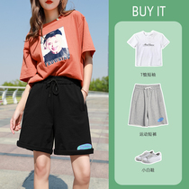 Sports Shorts Women Summer Slim 2022 New Slim Slim Mid Pants Black Loose Straight Drum Casual 50% Pants