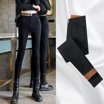 Black leggings Womens autumn and winter wear 2021 New High waist slim plus velvet thick warm tight small foot pants