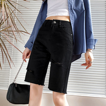 High waist denim shorts female summer thin section 2022 new loose display slim net red ins tide straight cylinder 50% mid pants