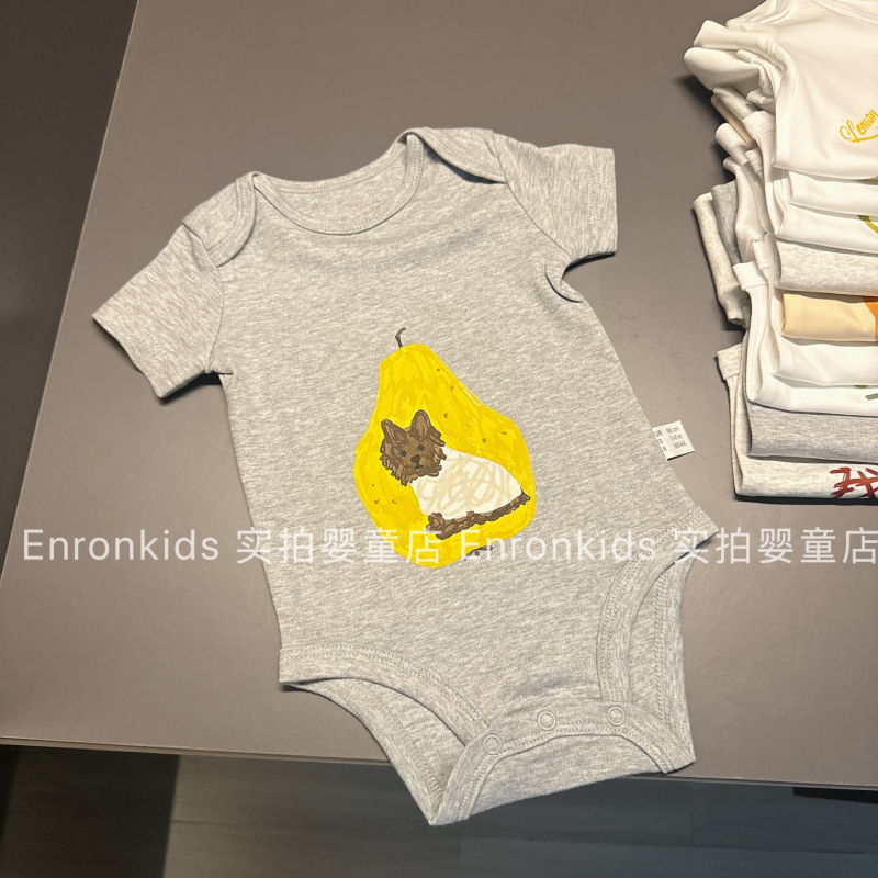Newborn Summer Clothes for Boys, Short-Sleeved Romper, Baby Cartoon Print Onesie, Small Infant Pure Cotton Class a