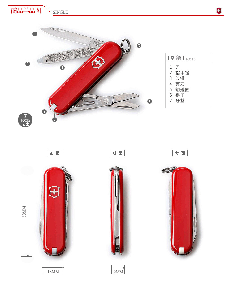 Gốc xác thực Vickers Thụy Sĩ Army Knife 0.6223 Mô Hình (Màu Đỏ) + Nail Clipper Knife Cut Bộ Quà Tặng dao quân đội Thụy Sĩ