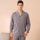Ai Di cotton pijama nam đồng màu mùa xuân và mùa thu dịch vụ nhà mỏng phù hợp với quần tây dài tay cỡ lớn dịch vụ tại nhà - Bộ Pajama