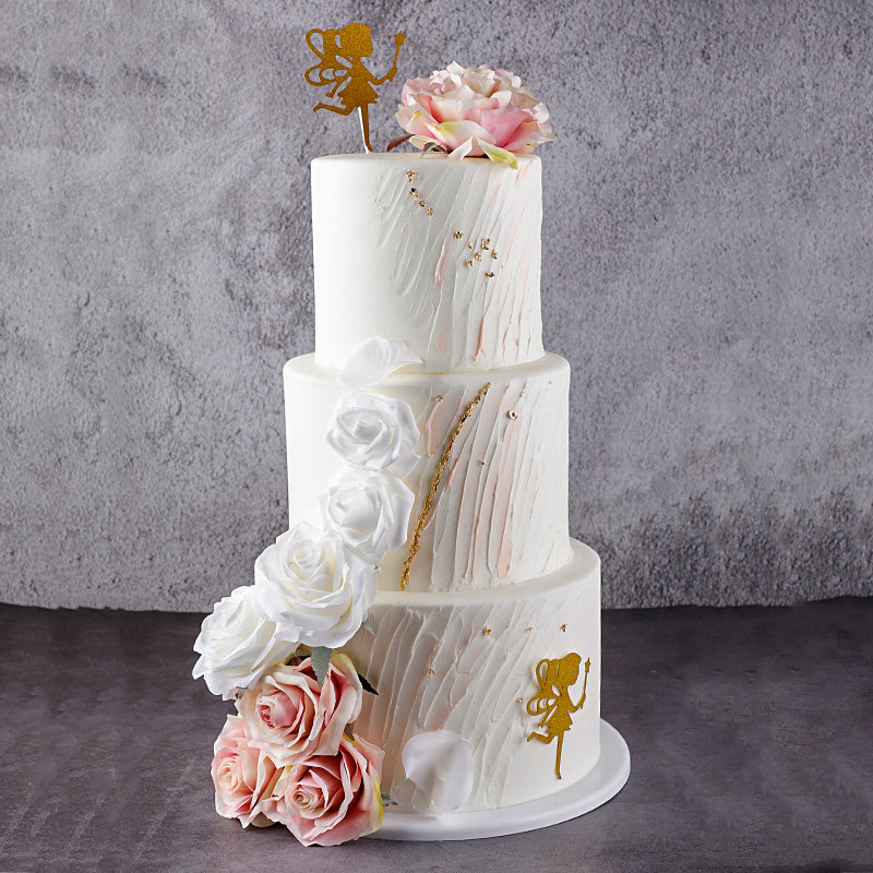 Three-tier floral wedding cake model simulation 2022 new window display plastic samples