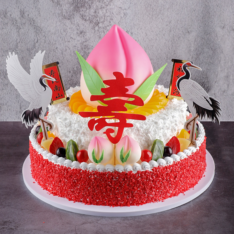 Three Floors Toast Birthday Peach 60 Grand Suo Fruit Cake Model Emulation 2022 New Plastic Birthday Fake Cake Samples-Taobao