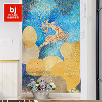 Custom glass mosaic puzzle Porch restaurant aisle European background wall deer decorative painting tile cut painting mosaic
