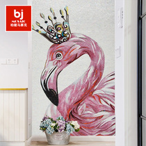 Mosaic puzzle tile simple modern Porch restaurant bathroom decoration painting background wall Flamingo cut painting