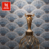 Sector Colored glass mosaic Puzzle Fish Scale Background Wall Hotel Lobby Custom Art Glass Tooling Bathroom Tiles