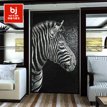 Modern minimalist black and white zebra porch background wall restaurant bathroom mosaic puzzle decoration tile Custom Cut painting