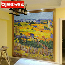 European abstract painting mosaic jigsaw puzzle guest restaurant porch art background wall mural custom ice Jade cut painting Van Gogh
