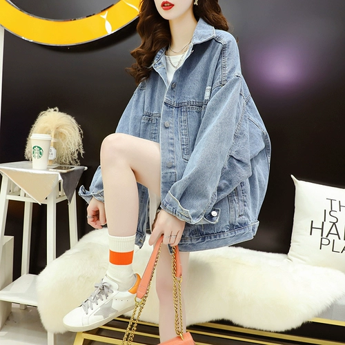 Весенняя джинсовая юбка, куртка, демисезонный лонгслив, термобелье, в стиле Шанель, оверсайз, подходит для подростков