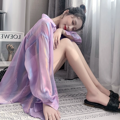 Весенняя осенняя шелковая одежда для защиты от солнца, дышащая летняя шифоновая тонкая рубашка, куртка, 2024 года, защита от ультрафиолета