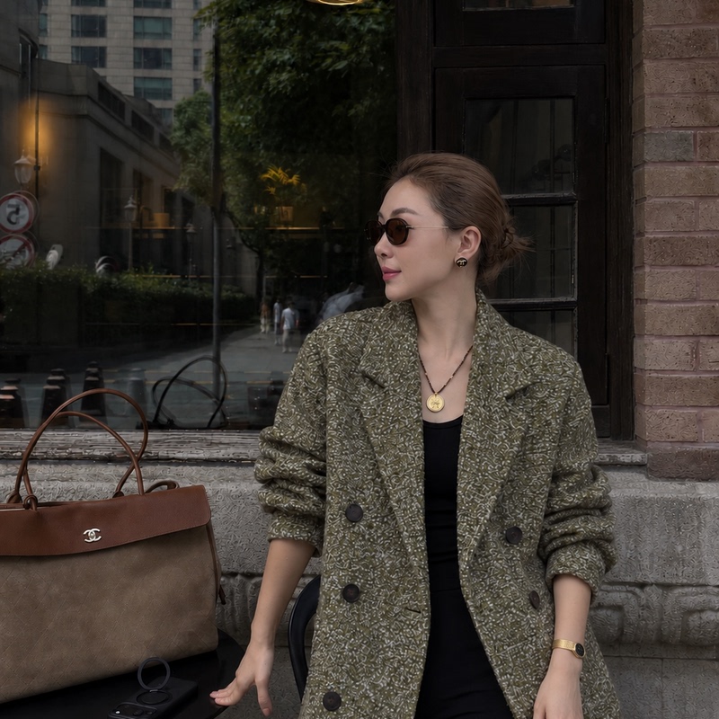 【Rongyu Ryhome】Suli Wool + Alpaca Wool Lapel Woolen Mid-Length Coat 253W2614