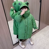 Удерживающий тепло пуховик для отдыха, длинная мультяшная куртка, увеличенная толщина, длина макси