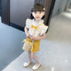 Girls 2022 Korean fashion summer baby bow tie collar plant flower dogtail grass short-sleeved suit new