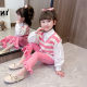 Girls' shirt collar splicing striped flared trousers suit 2023 spring and autumn new girl fashion casual two-piece suit