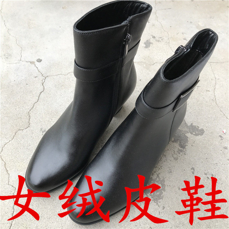 Chase you to drop shoes in black winter warm tube in the heel of female fluff shoes