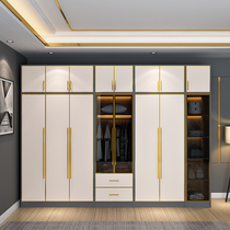  Modern simple small apartment combination wardrobe Bedroom Nordic glass swing door economical locker wardrobe