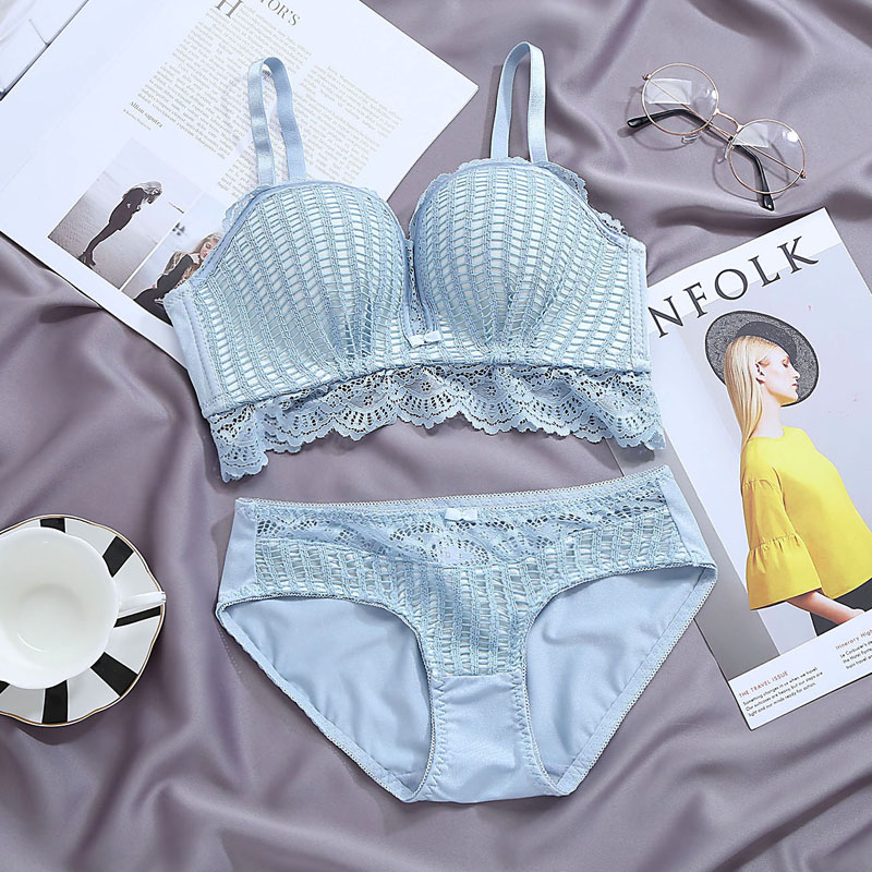 性感蕾丝少女内衣聚拢调整型无钢圈小胸收副乳