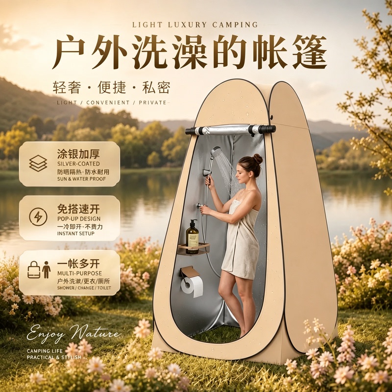 Outdoor Bathing Tent, Mobile Toilet, High-End Camping Portable Changing Room, Shower, Changing Clothes, Privacy Cover
