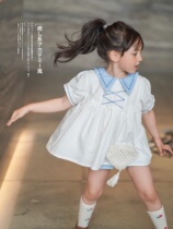 Children's suit summer new academic style Korean embroidered navy collar shirt safety hot pants two-piece set