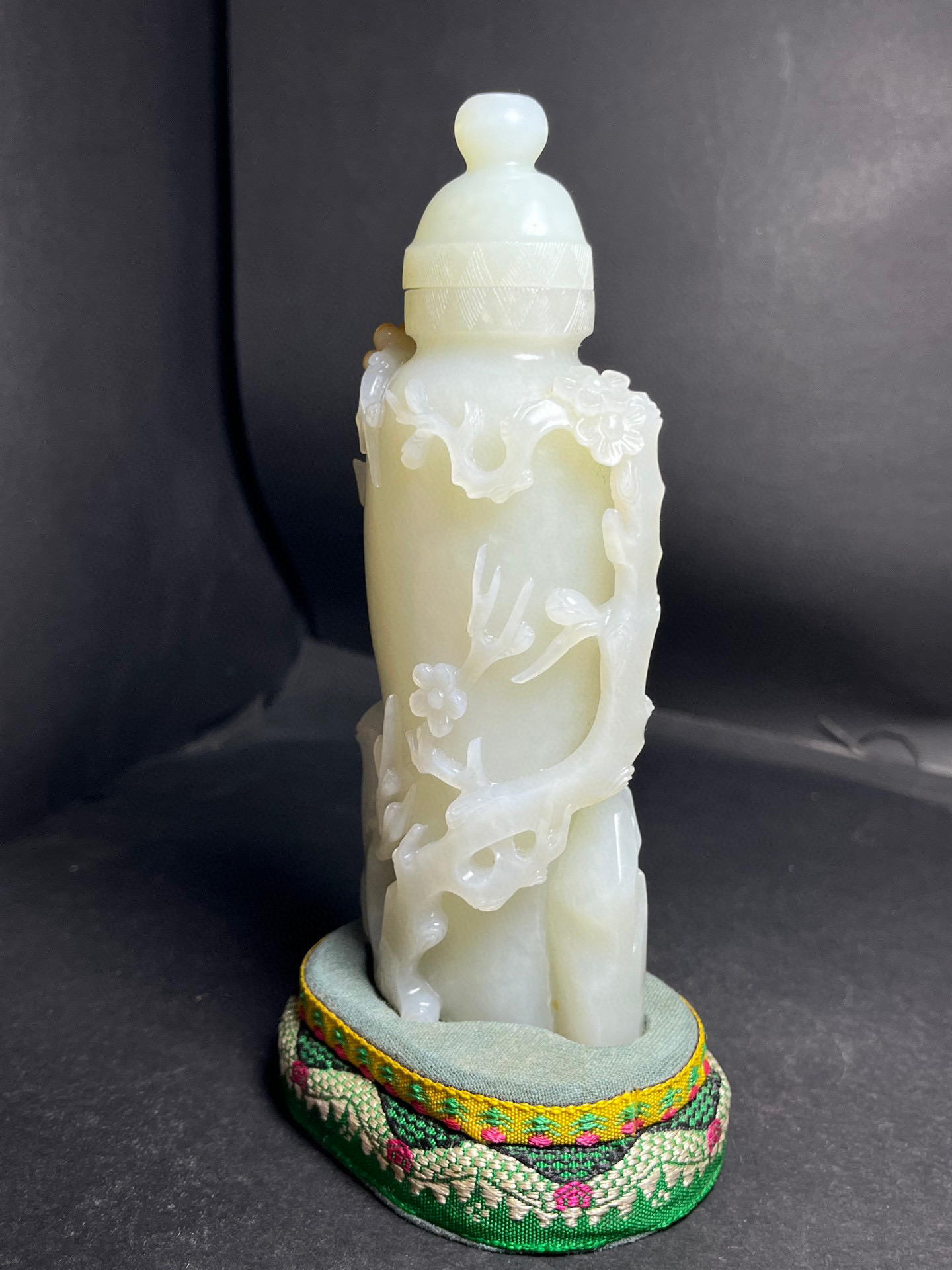 和田玉水孟　幅約6.5㎝　古玉彫刻 花彫紋 細工 書道具 唐物 中国美術 古玩 和田玉水孟 幅約6.5㎝ 古玉彫刻 花彫紋 細工 書道具