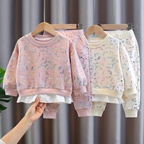 Female Baby Suit 2022 New Spring Autumn Nets Red Ocean Gas 1 Year Olds Korean Version Spring Two Sets 3 Girls Spring Clothing