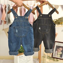 Baby Back With Pants New Autumn Clothing Casual Children Pants Fashion Spring Autumn Thin male girl denim harness damp pants