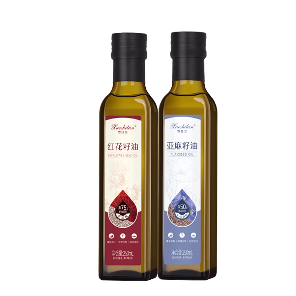 雪仕兰红花籽油250ml*1+亚麻籽油250ml*1物理冷榨健康食用油