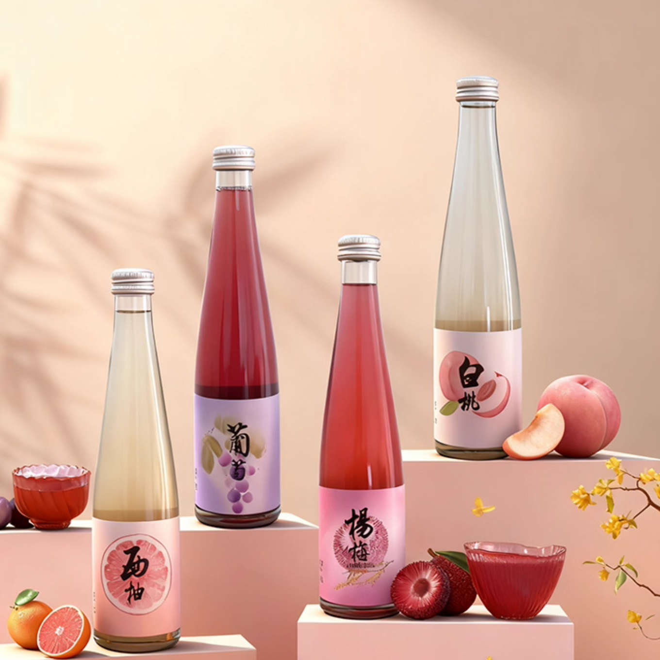 夏至梅西柚味白桃葡萄杨梅桂花味预调酒300ML微醺果酒男女士甜酒