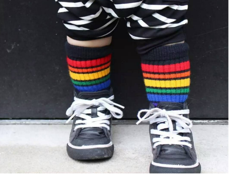 Ins hot style baby boys and girls cute striped rainbow mid-tube socks and knee-high socks