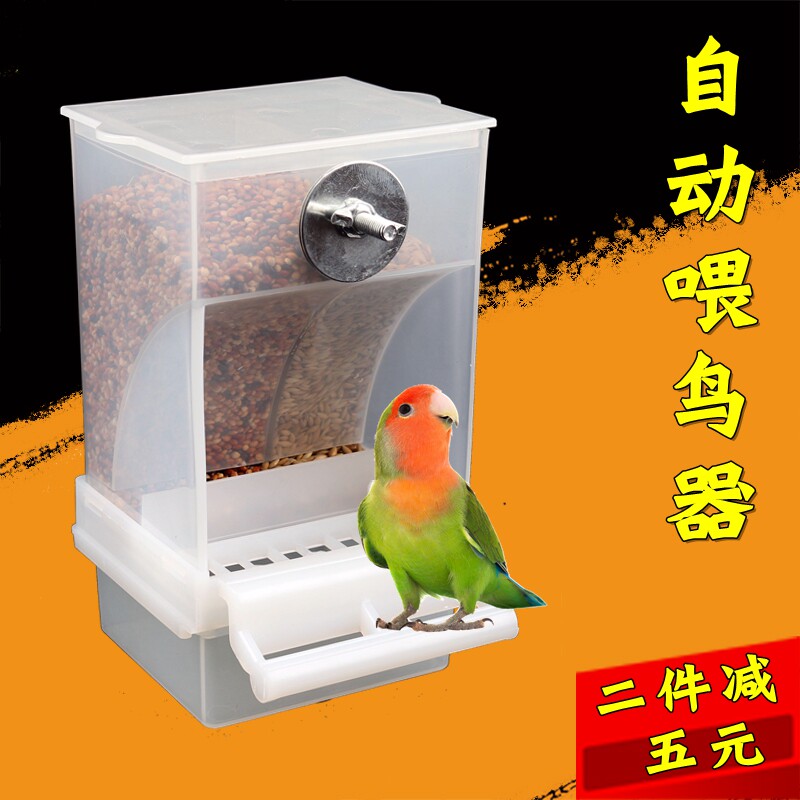 Tiger leather parrot automatic feeding machine anti-splash and anti-scattering for bird-feeding birds with food box to feed the bird-in-the-phoenix peony Eight-Gothic trough