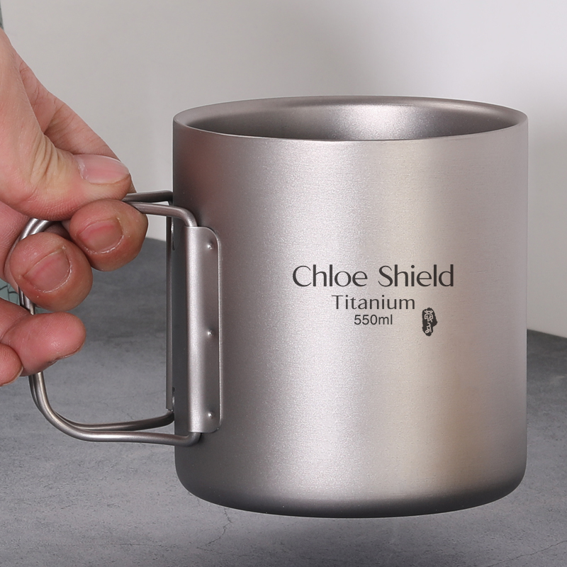 Cog Shield Outdoor Pure Titanium Double Water Cup Metal Tea Cup Straight Drinks Climbing Tours Home Wild Camp Portable Cups