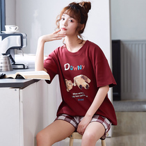 Short Sleeves Pyjamas Women Summer Pure Cotton Shorts Home summer ladies Korean version All cotton Leisure able to go out of the house