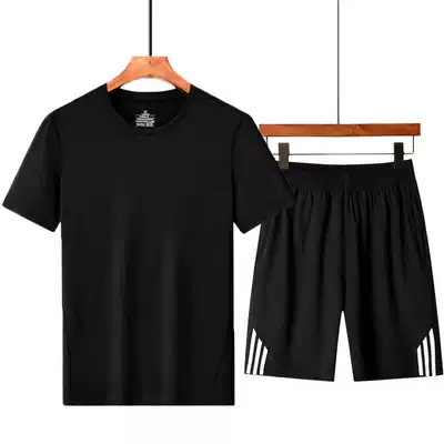 Summer sportswear men's running Summer fitness leisure middle-aged and elderly father father short-sleeved ice silk suit men