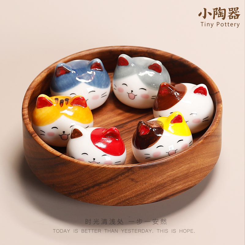 Cute Cartoon Cat Head Shaped Chopstick Rest Japanese Style Ceramic Chopstick Holder Dining Table Chopstick Holder Creative Tableware