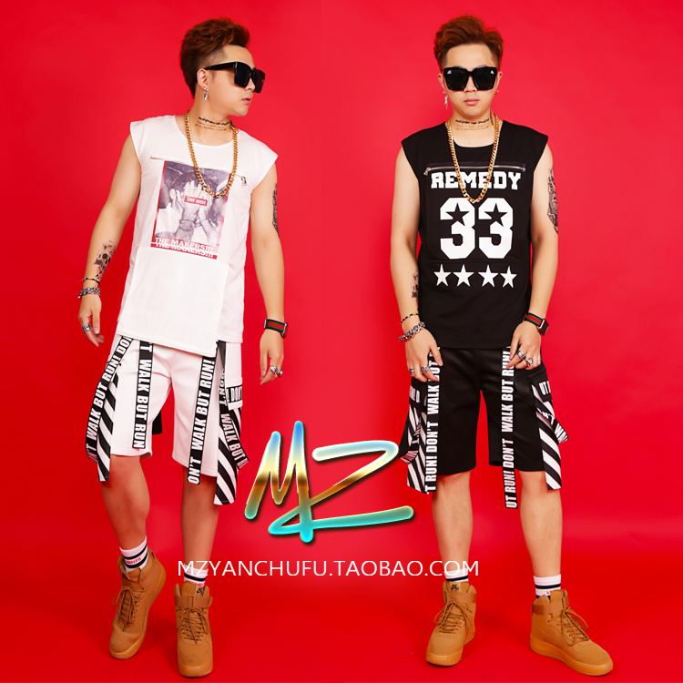 Summer new nightclub male singer DJ personality trend hip-hop DS hip-hop costumes sleeveless vest suit A347