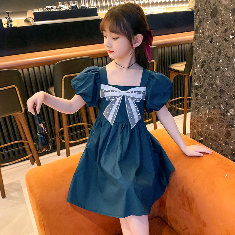 Girls Summer Dress Thin 2021 New Korean Little Girl Bow Skirt Summer Princess Dress Children