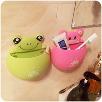 Set Tooth toothbrush cover case suction cup Toothpaste Hanging Wall-free Balcony Frog Hook cup portable less