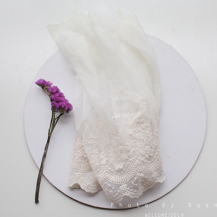 Hoa mở đường màu be vải cotton thêu quần áo vải thủ công tự làm vải cưới vải rèm - Vải vải tự làm vải cotton thun