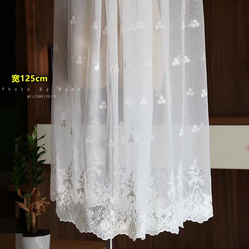 Thêu dày, phong cách hoàng gia, vải ren cotton tinh khiết, mũ cưới, viền váy, khổ vải may mặc 125cm - Phụ kiện tóc