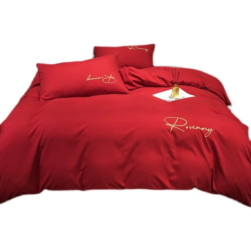 Покрывало, комплект, красные свадебные туфли, простыня, пододеяльник, 4 предмета