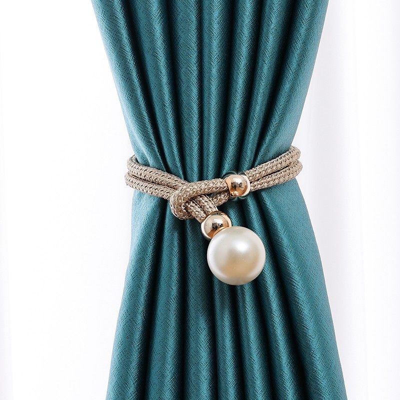 Pearl tie decoration tie ball tie rope curtain tie a pair of buckle Nordic light luxury high-end tether hanging ball tie