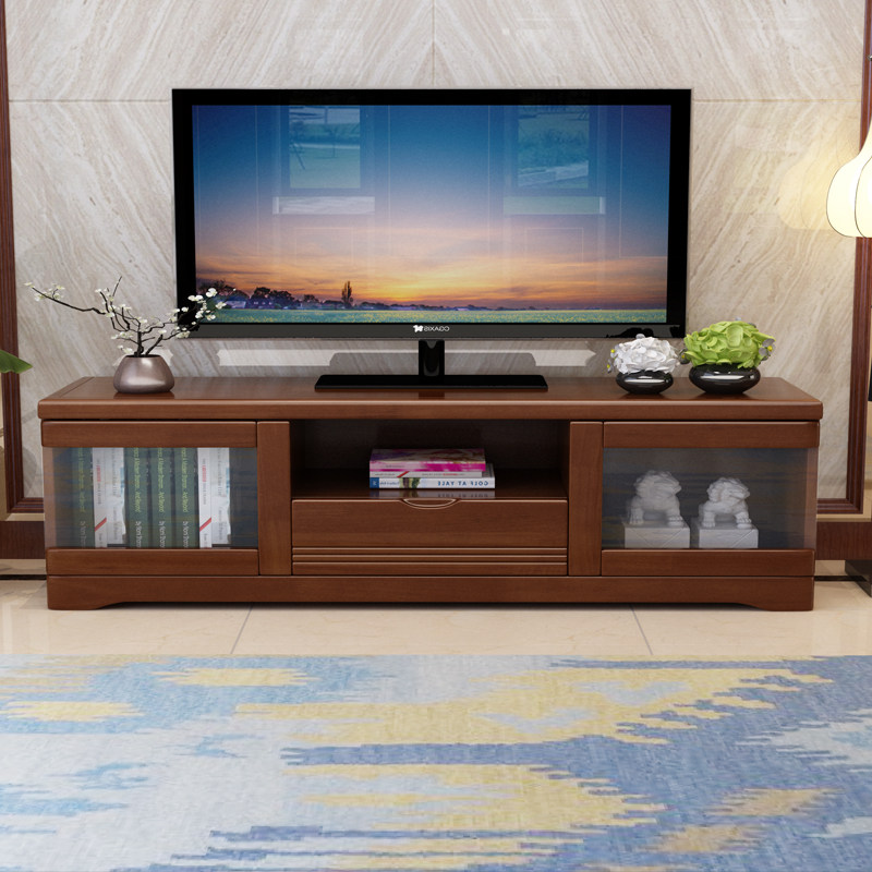 Chinese-style small apartment solid wood TV cabinet oak 1 2 meters thick floor cabinet living room bedroom locker simple and modern