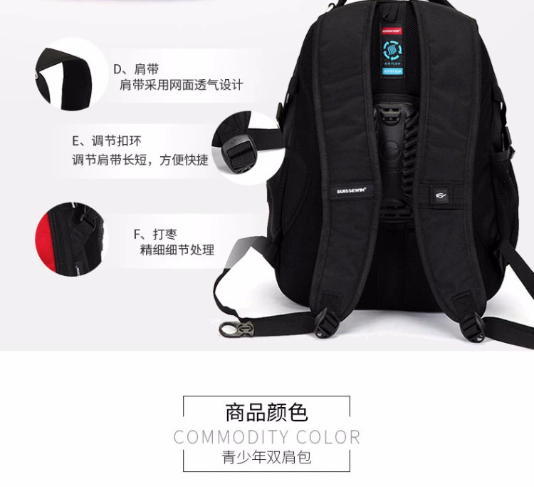 Ba lô SUISSEWIN lưu trữ nhiều lớp dung lượng lớn có thể được kết nối với loại xe đẩy nam ba lô chất lượng du lịch - Ba lô