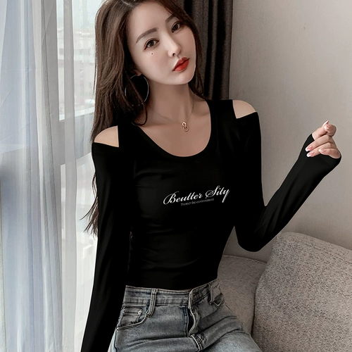 Tide, осенний черный базовый приятный телу лонгслив, 2024 года, облегающий крой