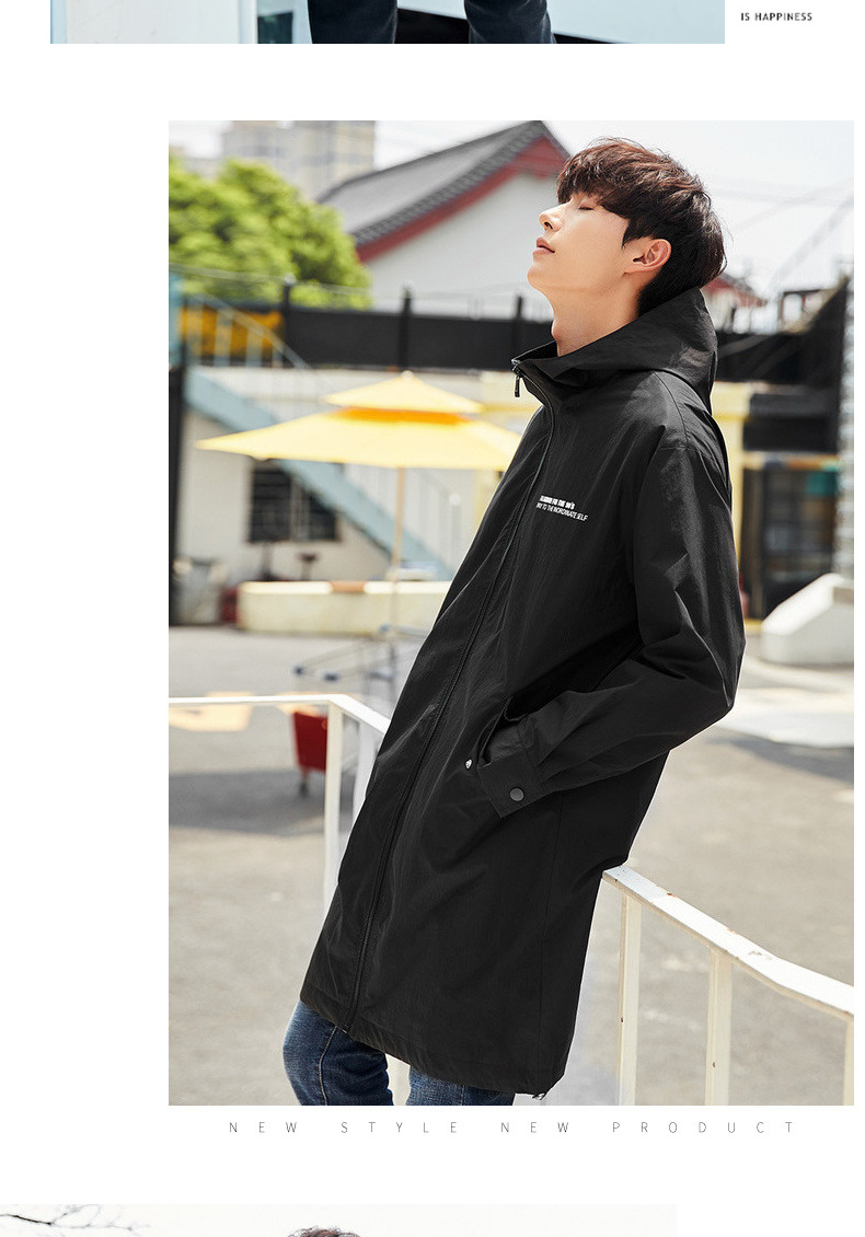 Quần áo Tiancheng 2019 xuân nam mới áo gió phiên bản Hàn Quốc của xu hướng trong phần dài áo khoác trùm đầu rộng áo gió điều hoà
